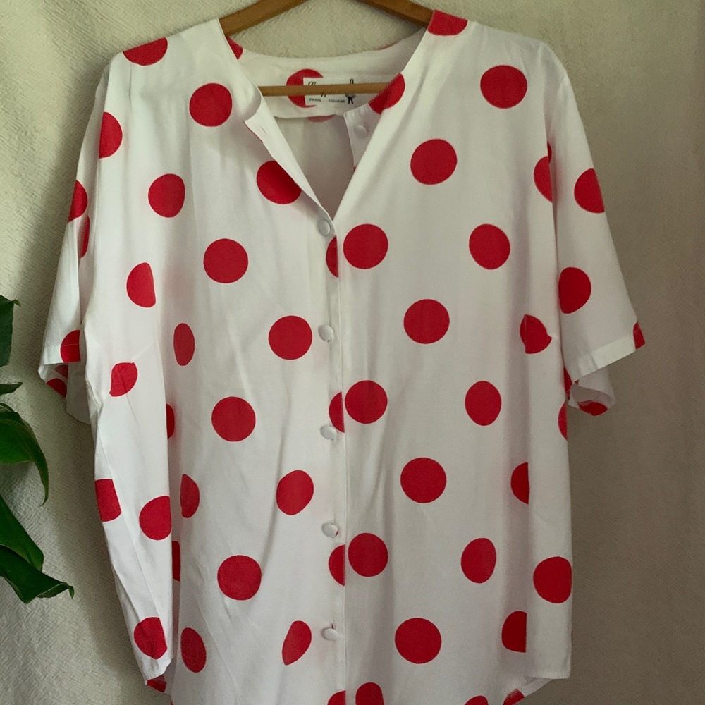 Polka dot button down shirt